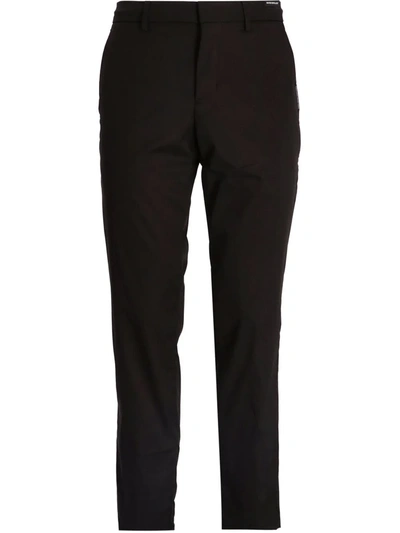 Shop Hugo Boss Slim-fit Technical Twill Trousers In 黑色