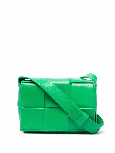 Shop Bottega Veneta Interwoven Leather Shoulder Bag In 绿色