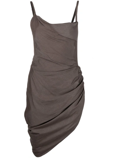 Shop Jacquemus Saudade Ruched Mini Dress In 褐色