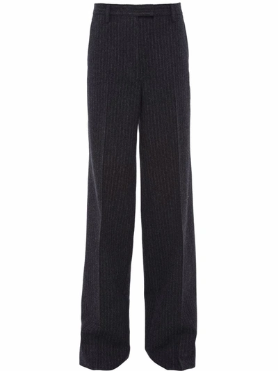 Shop Prada Pinstripe-pattern Tailored Trousers In Grau