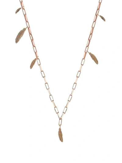 Shop Kismet By Milka 14kt Rose Gold Feather Thick Chain Necklace In Pink