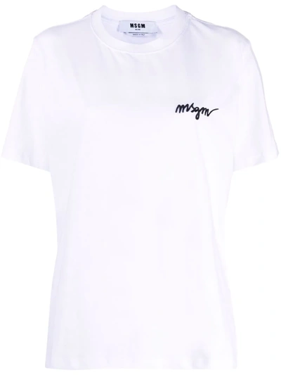 Msgm Timeless Crew Neck Short Sleeve T-shirt In White