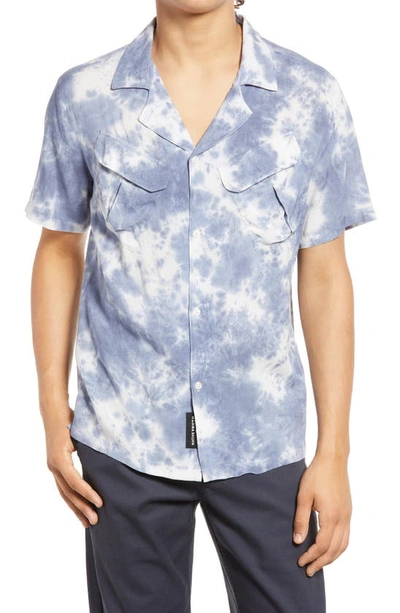Shop Native Youth Tie Dye Short Sleeve Button-up Shirt In Blue