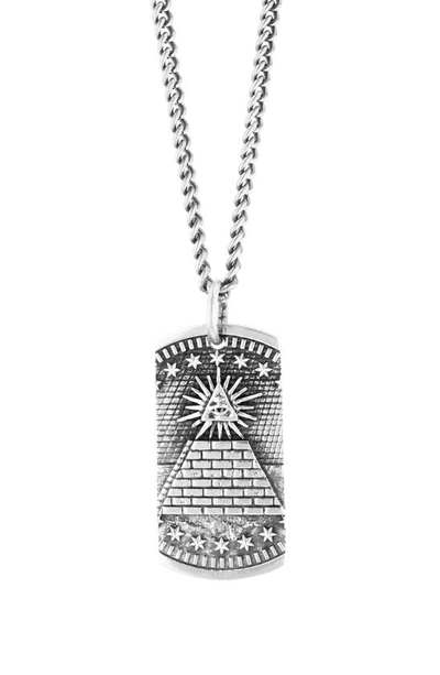 Shop King Baby Eye Of Providence Dog Tag Necklace In Silver