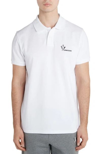 Shop Moncler Logo Graphic Piqué Polo In White