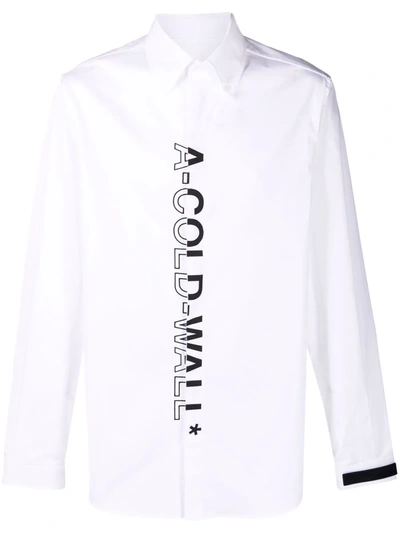 Shop A-cold-wall* Vertical Logo Print Shirt In White
