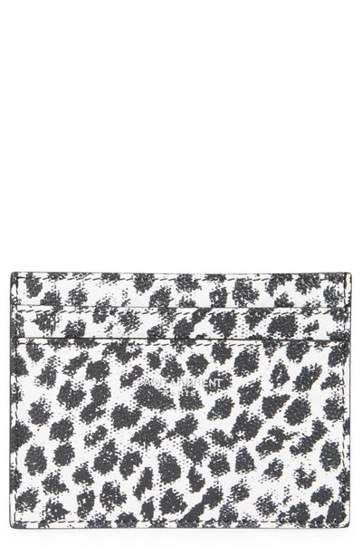 Shop Saint Laurent Leopard Print Leather Card Case In White Black