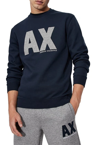 Shop Armani Exchange Logo Graphic Sweatshirt In Navy