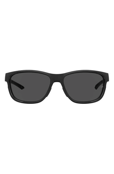 Shop Under Armour Uaundeniab 61mm Polarized Sports Sunglasses In Black / Grey Oleophobic