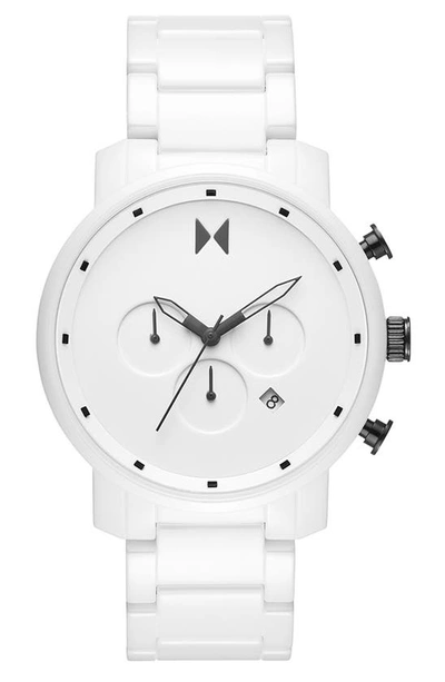 Shop Mvmt Chronograph Ceramic Bracelet Watch, 45mm In White