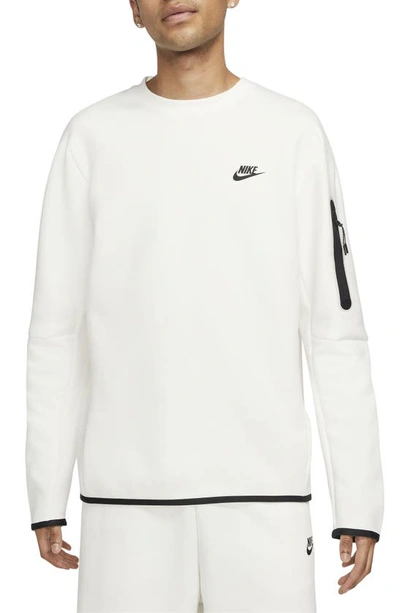 Shop Nike Sportswear Tech Fleece Crewneck Sweatshirt In Sail/ Black