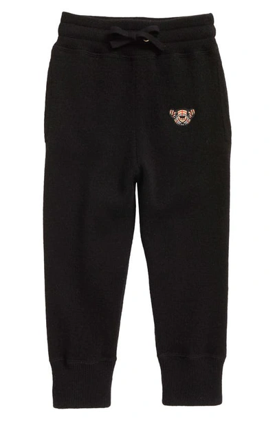 Shop Burberry Kids' Thomas Bear Embroidered Cashmere Sweater Joggers In Black