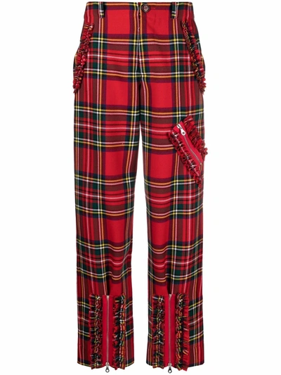 Shop Molly Goddard Tartan Wool Trousers In Red
