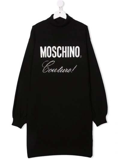 Shop Moschino Studded-logo Sweatshirt Dress In Black