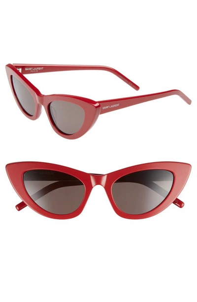 Shop Saint Laurent Lily 52mm Cat Eye Sunglasses In Red