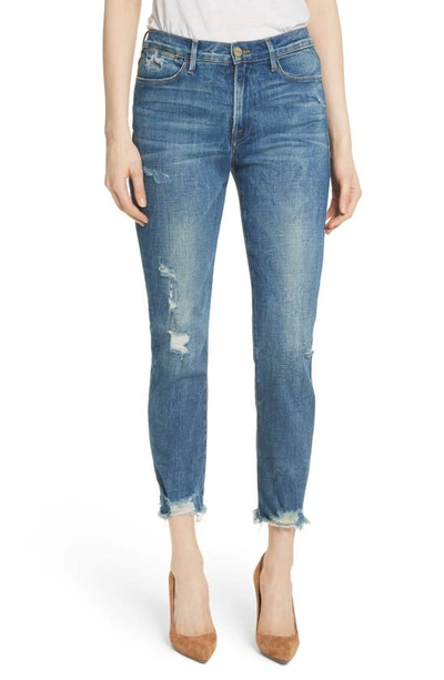 Shop Frame Le High Raw Edge Straight Jeans In Catmore