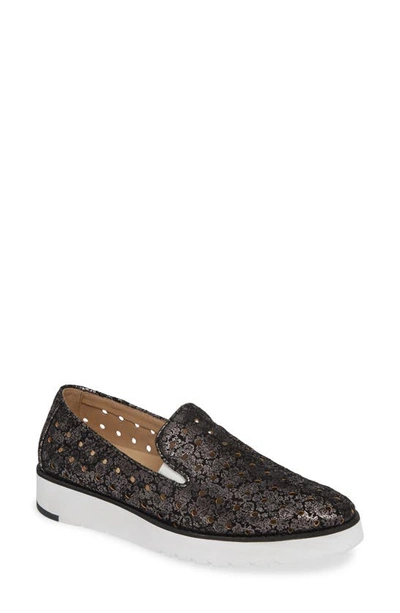 Shop Johnston & Murphy Penelope Perforated Slip-on Sneaker In Black Floral Suede