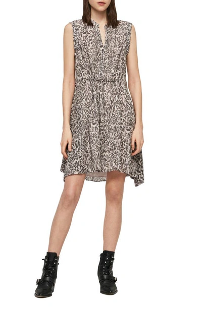 Shop Allsaints Clari Kara Leopard Print Sleeveless Dress In Light Pink