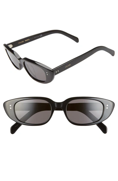 Shop Celine 51mm Oval Cat Eye Sunglasses In Black/ Smoke