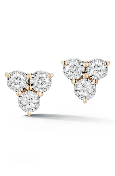 Shop Dana Rebecca Designs Ava Bea Triple Diamond Stud Earrings In Yellow Gold