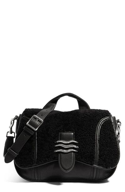 Shop Aimee Kestenberg Fierce & Fab Saddle Bag In Black Shearling