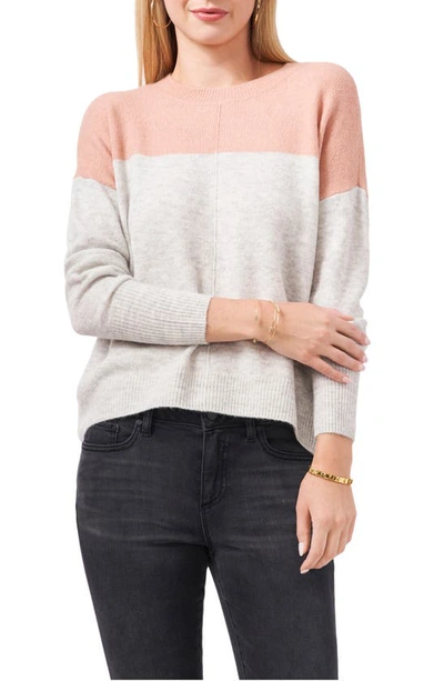 Shop Vince Camuto Extend Shoulder Colorblock Sweater In Misty Pink