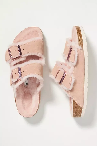 Shop Birkenstock Arizona Shearling-lined Sandals In Pink