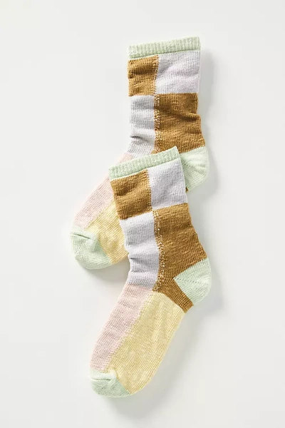 Shop Hansel From Basel Patchwork Crew Socks In Green