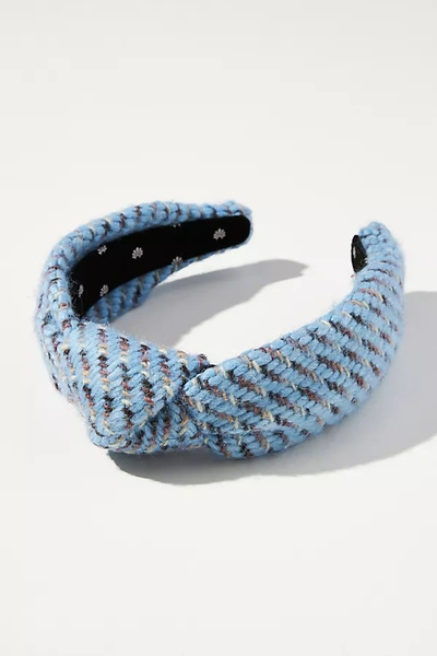 Shop Lele Sadoughi Knitted & Knotted Headband In Blue