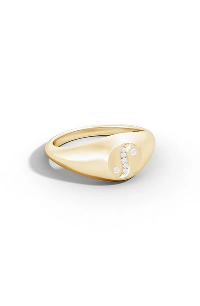 Shop Natori Fine Jewelry Natori Shangri-la Diamond Yin Yang Signet Ring In Yellow Gold