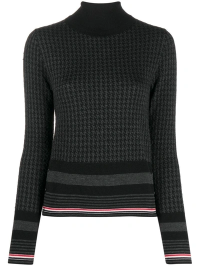 Shop Thom Browne Houndstooth-jacquard Jumper In Black