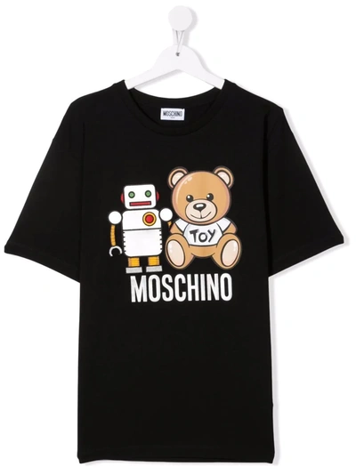 Shop Moschino Teen Teddy Bear-print T-shirt In Black