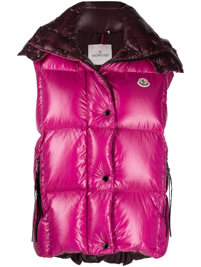 Shop Moncler Hooded Puffer Gilet In Pink