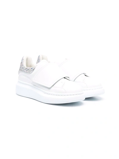Shop Alexander Mcqueen Glitter Low-top Leather Sneakers In White
