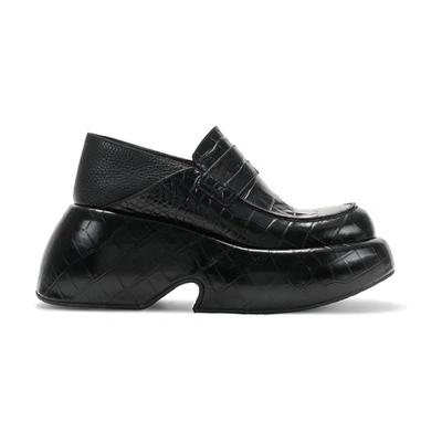 Shop Loewe Wedge Loafers In Black Black