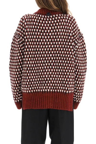 Shop Marni Oversized Cardigan With Openings In Mixed Colours