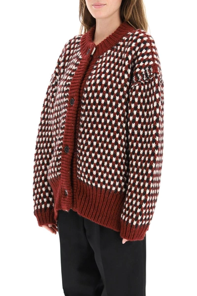 Shop Marni Oversized Cardigan With Openings In Mixed Colours