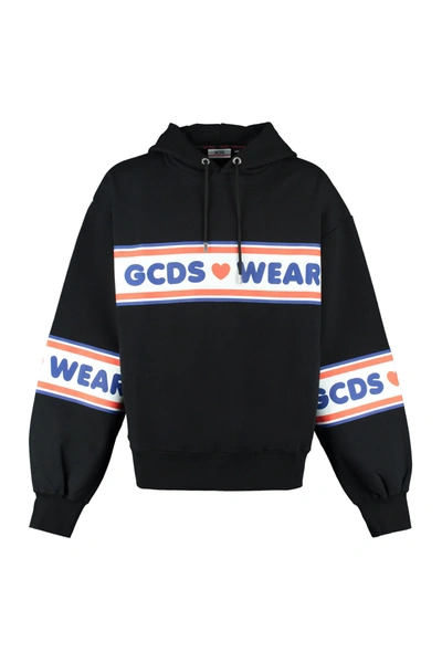 Shop Gcds Printed Hoodie In Black