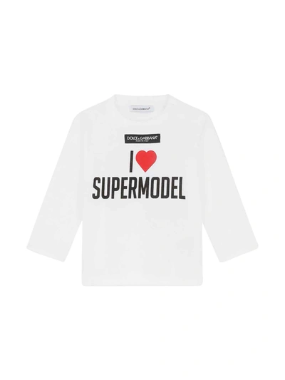 Shop Dolce & Gabbana Newborn T-shirt In Bianco