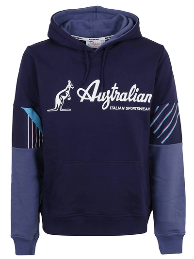 Shop Australian Winter Sweatshirt With Logo Hood In Blu Cosmo