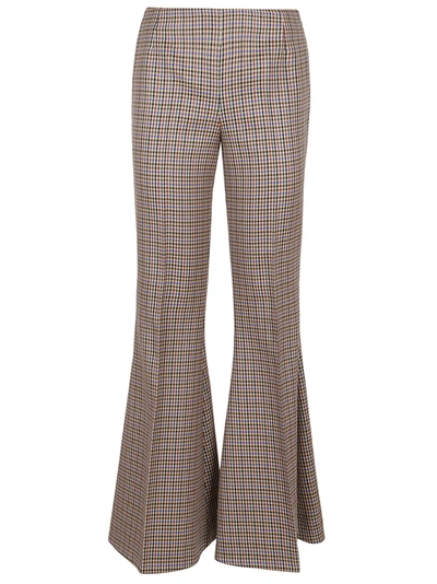 Stella Mccartney Houndstooth-pattern Flared Trousers In Beige Rust