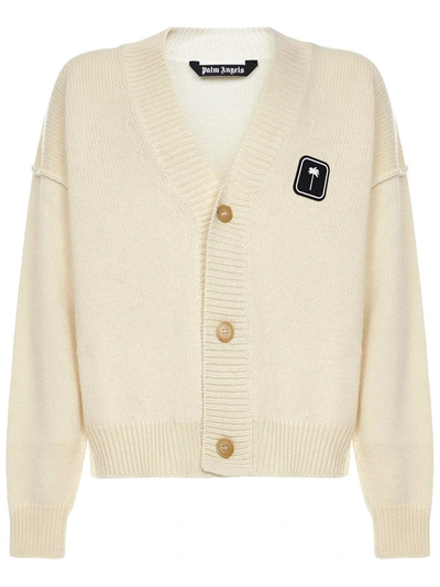 Shop Palm Angels Cardigan In Ivory
