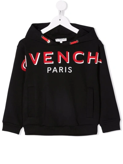 Shop Givenchy Black Kids Hoodie With Contrast 3d Logo In Nero