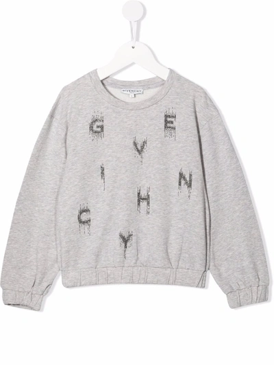Shop Givenchy Grey Kids Sweatshirt With Glitter Logo