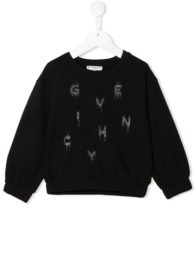Shop Givenchy Black Kids Sweatshirt With Glitter Logo