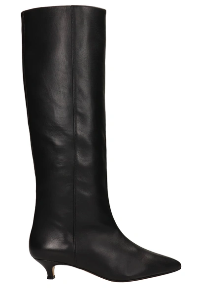 Shop Alchimia Low Heels Boots In Black Leather