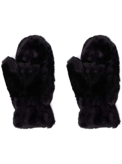 Shop Apparis Black Coco Gloves In Ecological Fur