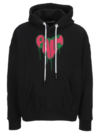 Shop Palm Angels Spray Hearth Logo Hoodie In Black