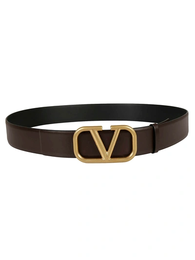 Shop Valentino Logo Buckle Belt In Brown