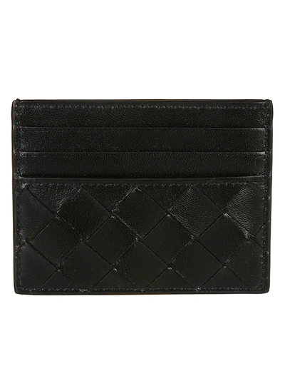 Shop Bottega Veneta Weaved Card Holder In Black/gold